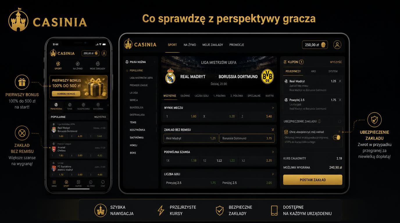 Ekran typowania, bonusy, opcje zakładów
