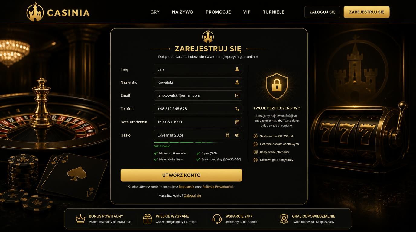 formularz rejestracyjny z elementami bezpieczeństwa