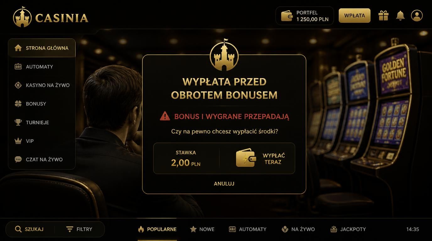 Gracz otrzymujący ostrzeżenie przed wypłatą przed obrotem